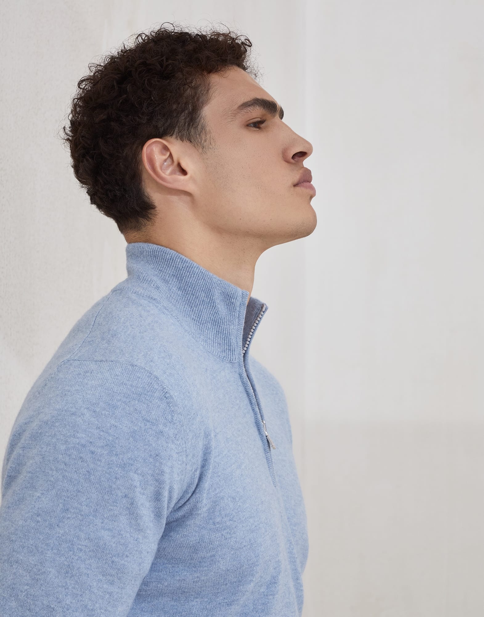 Cashmere sweater with half zip - 3