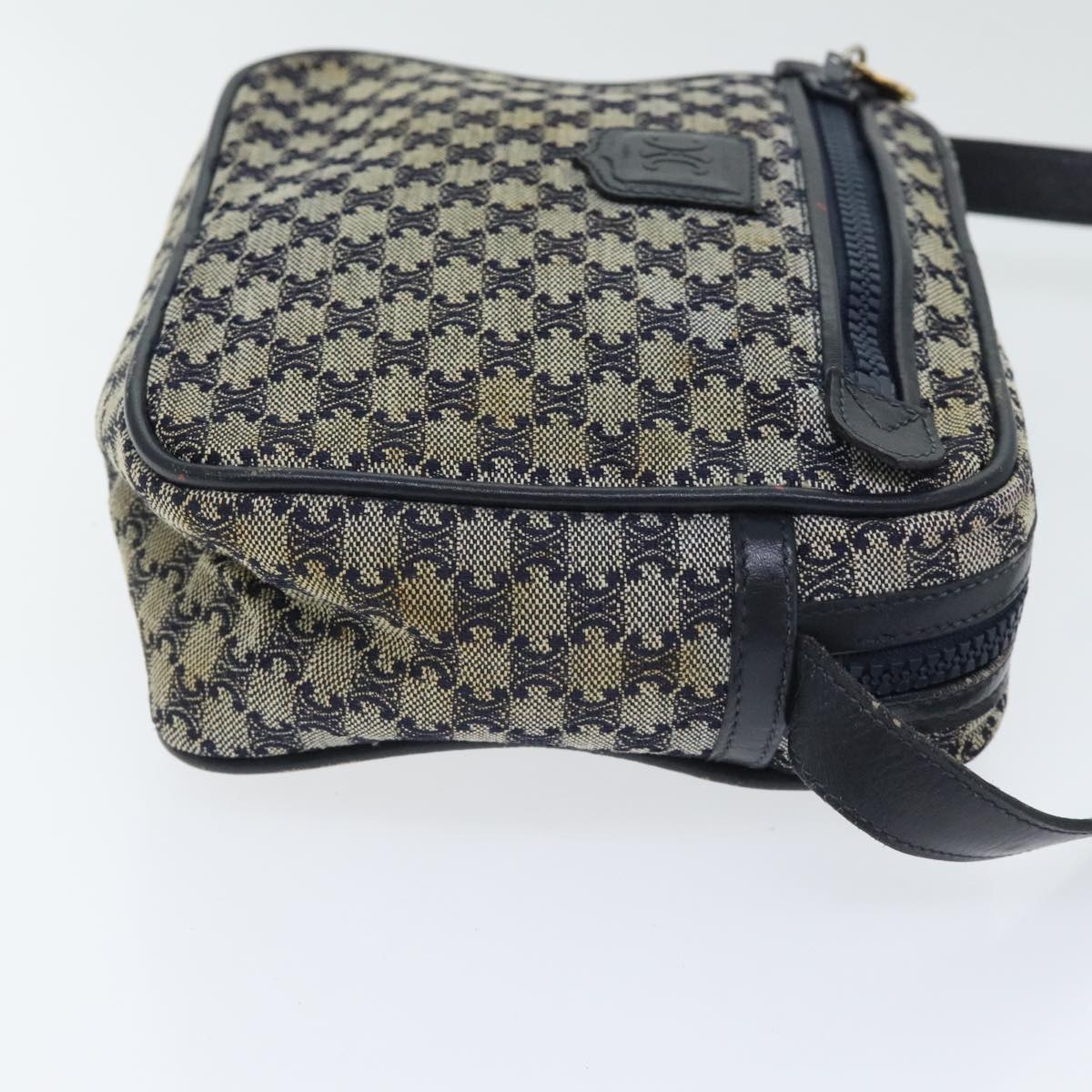CELINE Macadam Canvas Shoulder Bag Navy Gold - 3