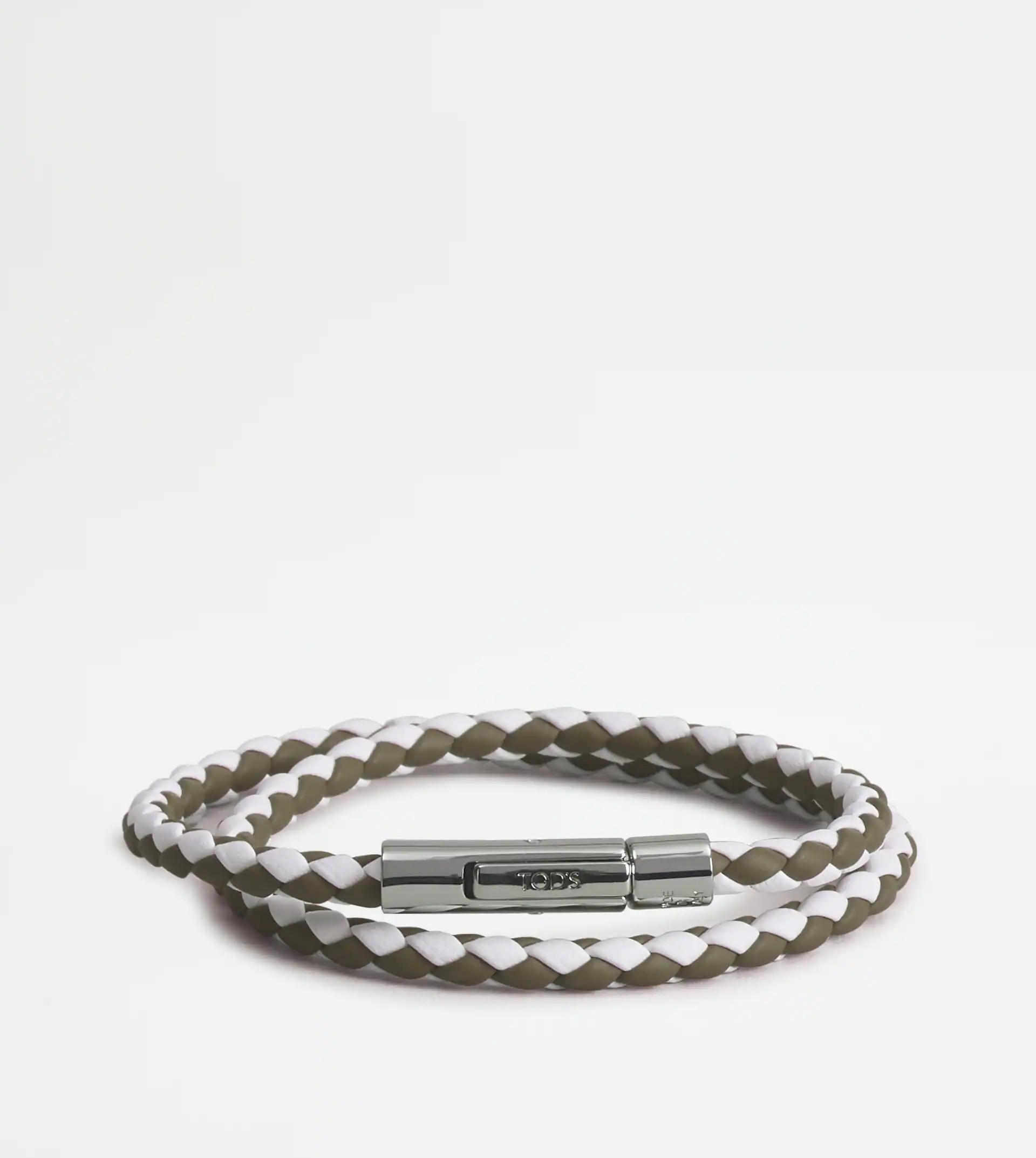 MYCOLORS BRACELET IN LEATHER - WHITE, GREEN - 1