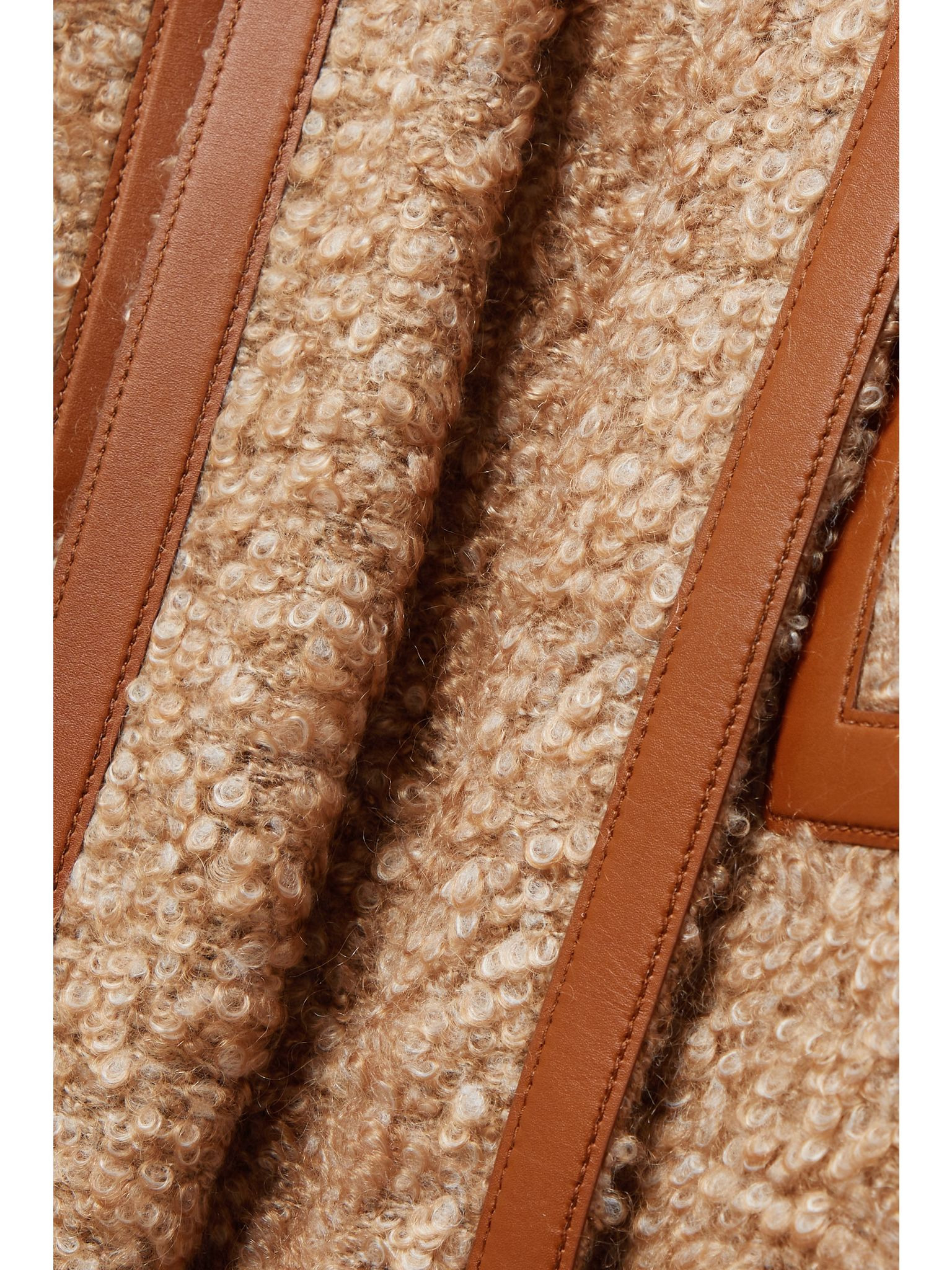 Reinhold leather-trimmed mohair-blend bouclé coat Brown - 5
