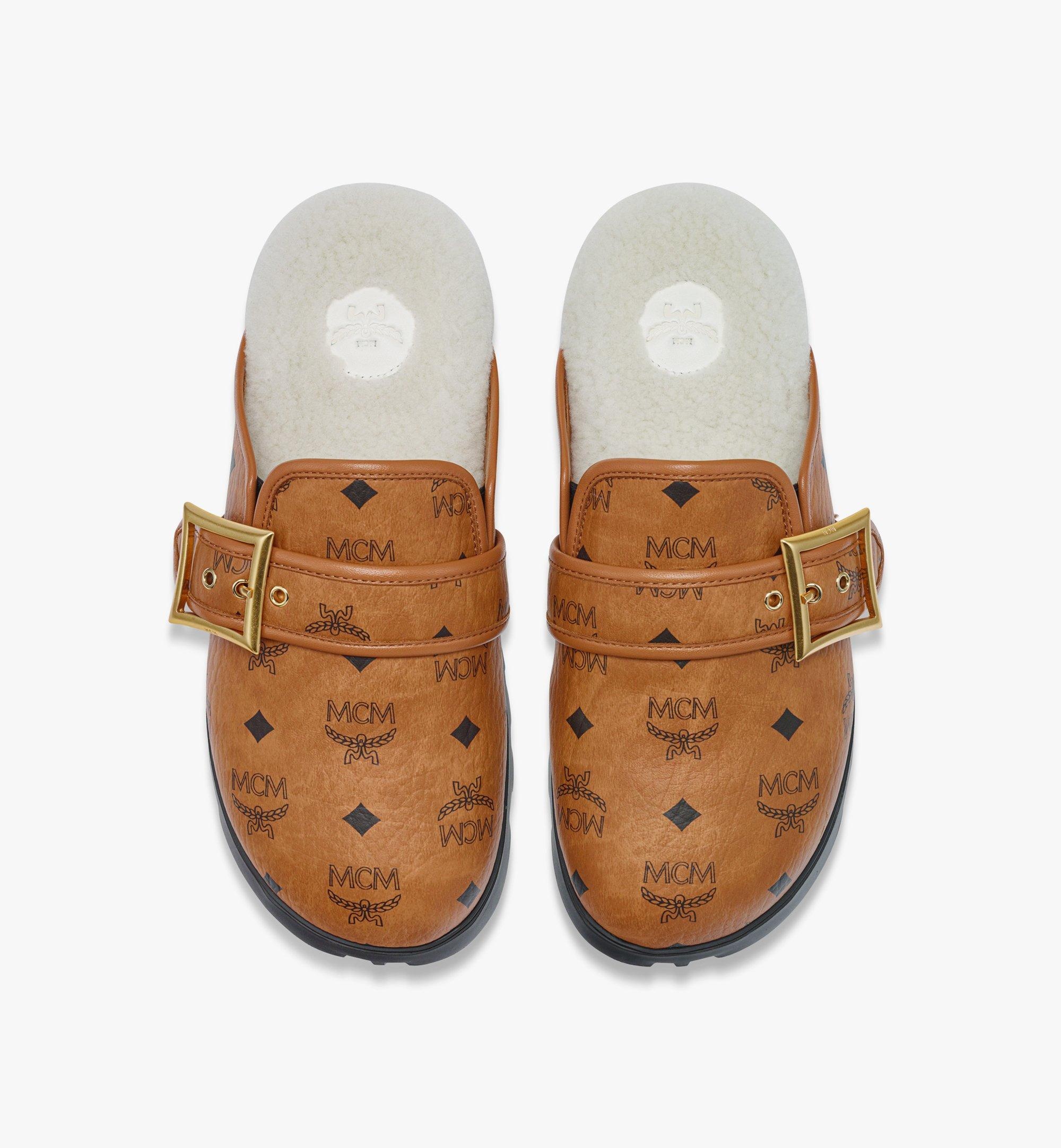 Flat Mule in Visetos and Shearling - 5