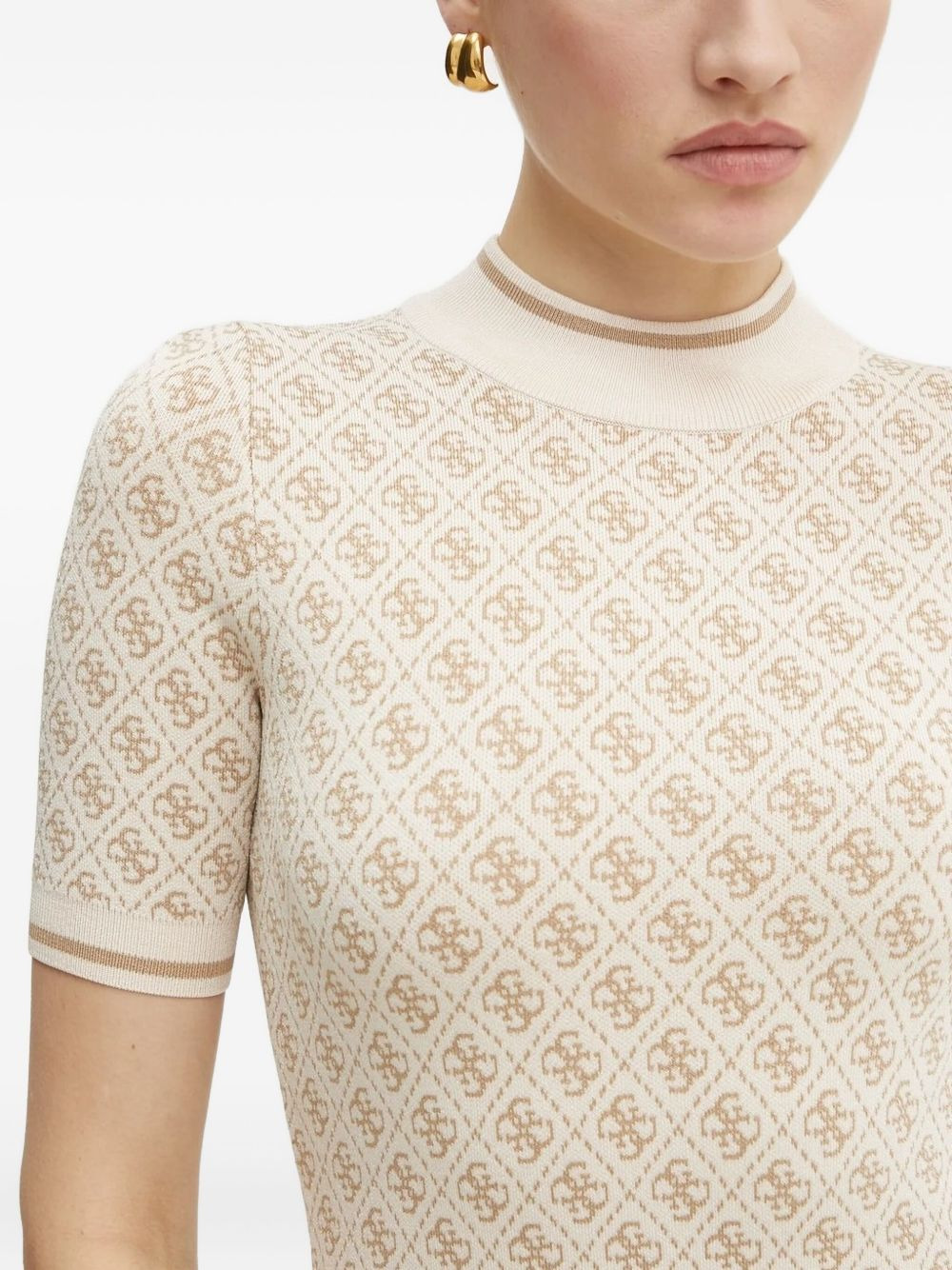 monogram-pattern short-sleeve mini dress - 3