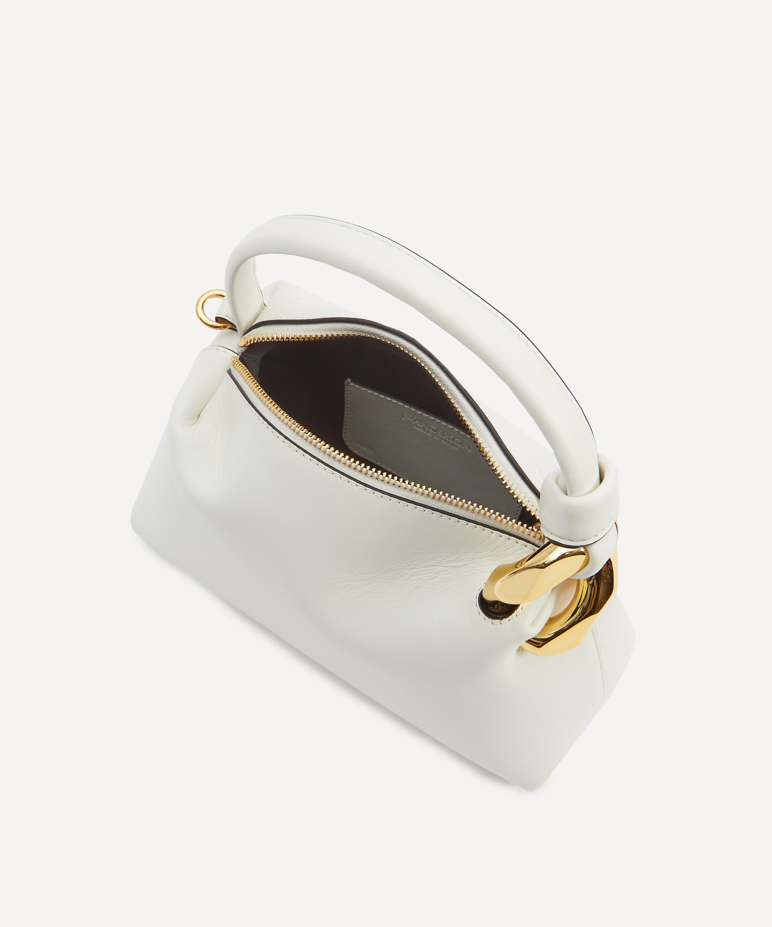 Small Corner Off White Leather Crossbody Bag - 5