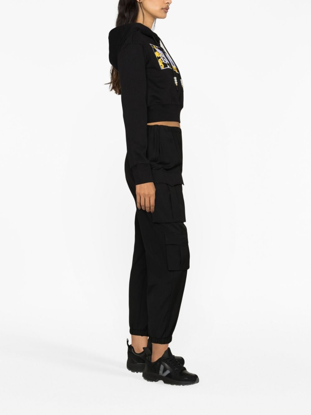 logo-patch cropped hoodie - 3