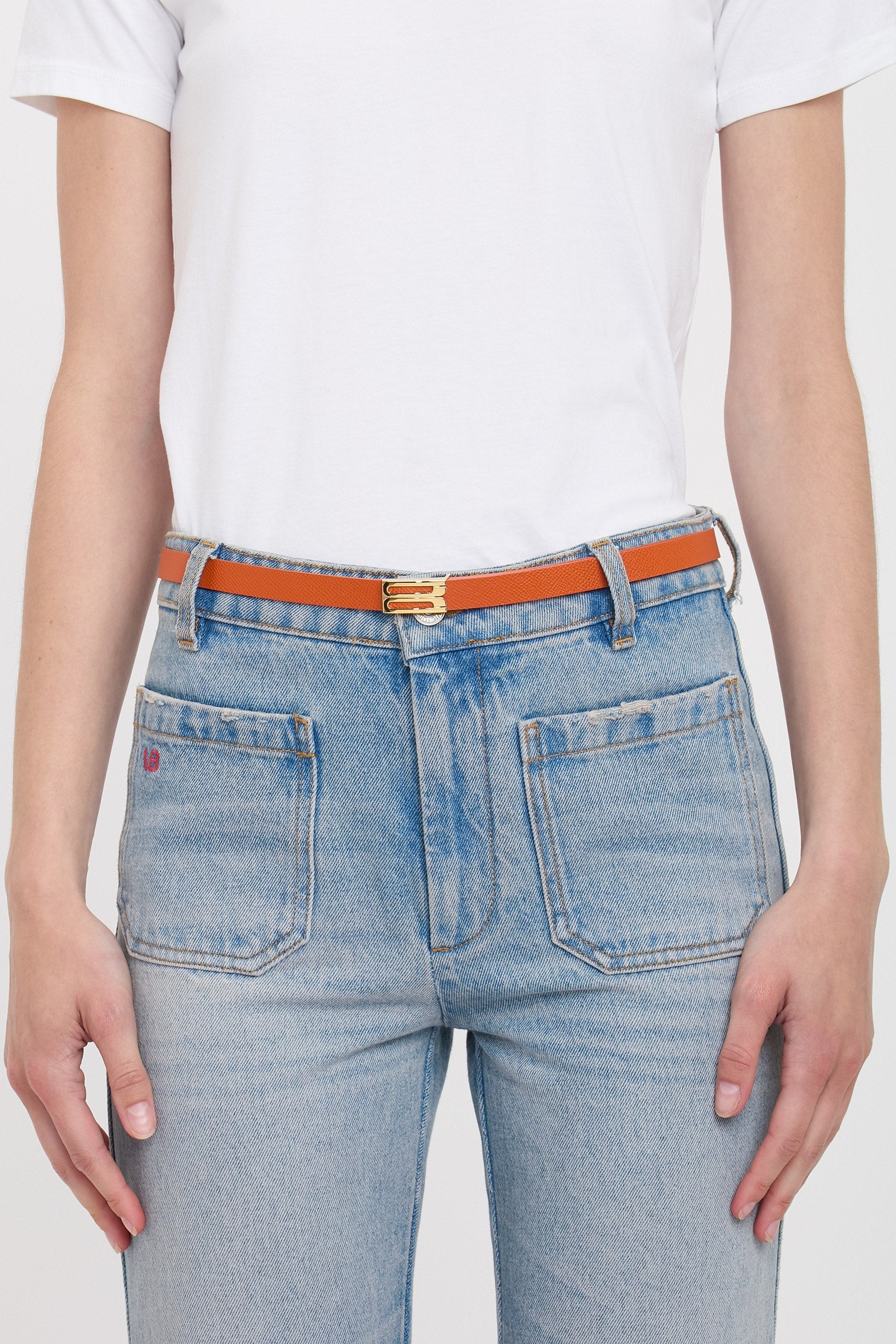 Micro Frame Belt In Burnt Orange Grained Leather - 3