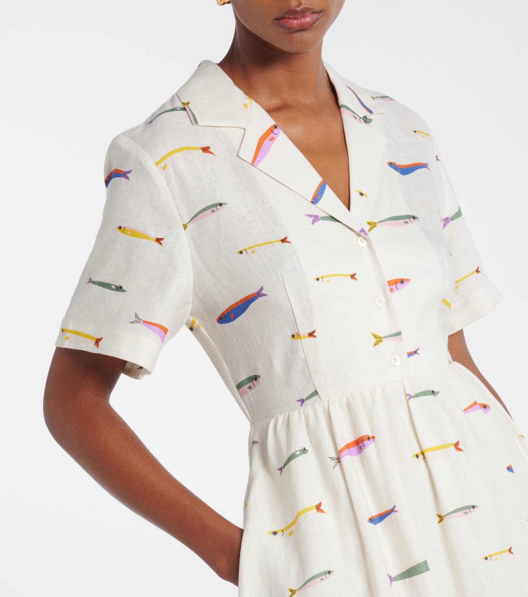 Meryl printed linen shirt dress - 4