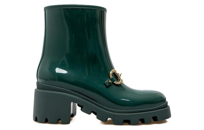 (WMNS) Gucci Rubber Ankle Boot With Horsebit 'Dark Green' 670407-JCCP0-3154 - 2