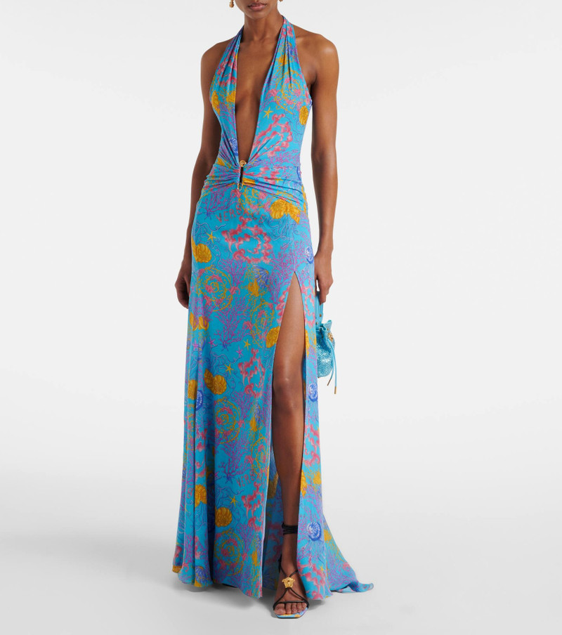 VERSACE Printed halterneck gown outlook