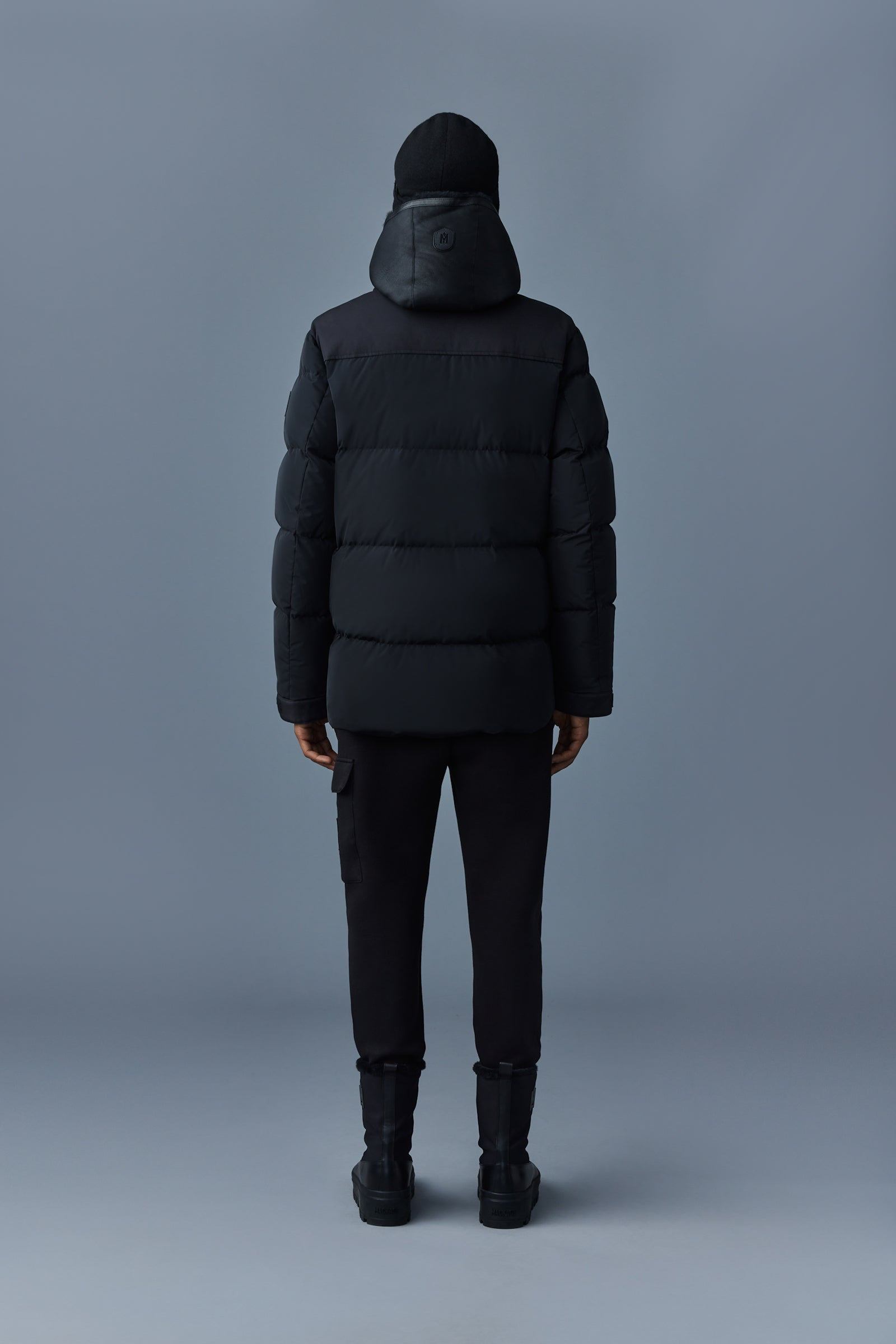 RILEY classic down jacket with removable shearling bib - 4