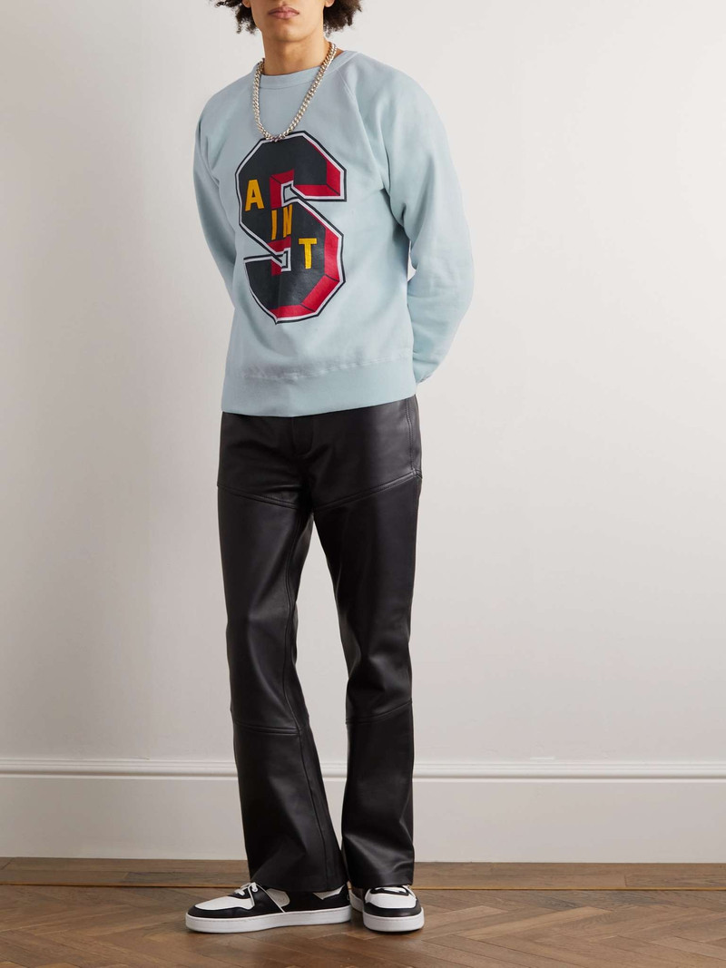 SAINT M×××××× + Denim Tears Distressed Printed Cotton-Jersey Sweatshirt outlook