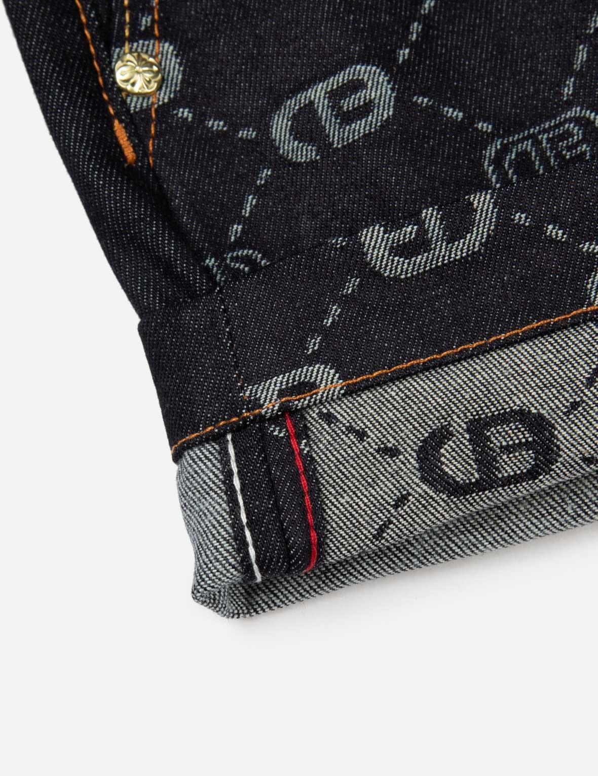 ALLOVER LOGO JACQUARD AND SEAGULL EMBROIDERY LOOSE FIT DENIM SHORT - 9