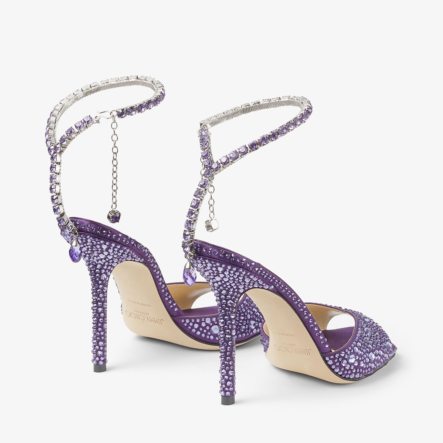 Saeda Sandal 100
Cassis Satin Sandals with Crystal Embellishment - 5