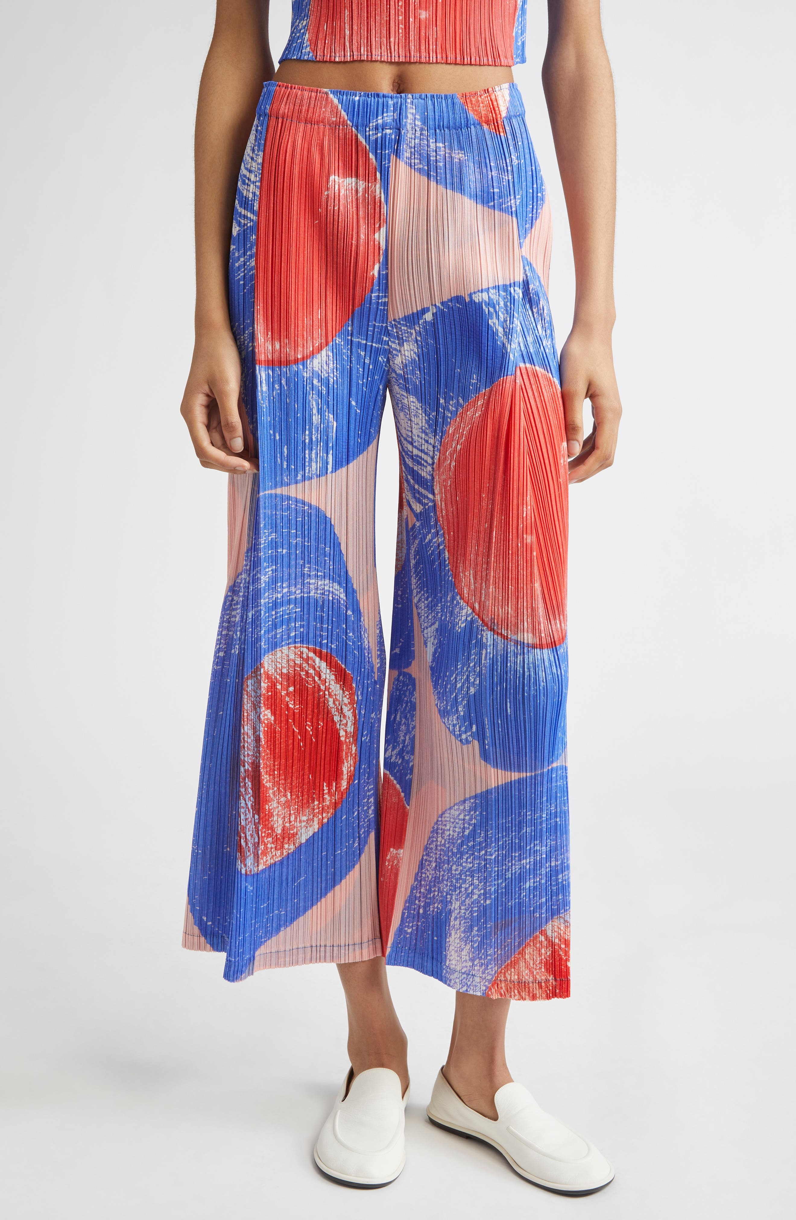 Pleats Please Issey Miyake Backlight Pleated Straight Leg Pants in Red at Nordstrom - 1