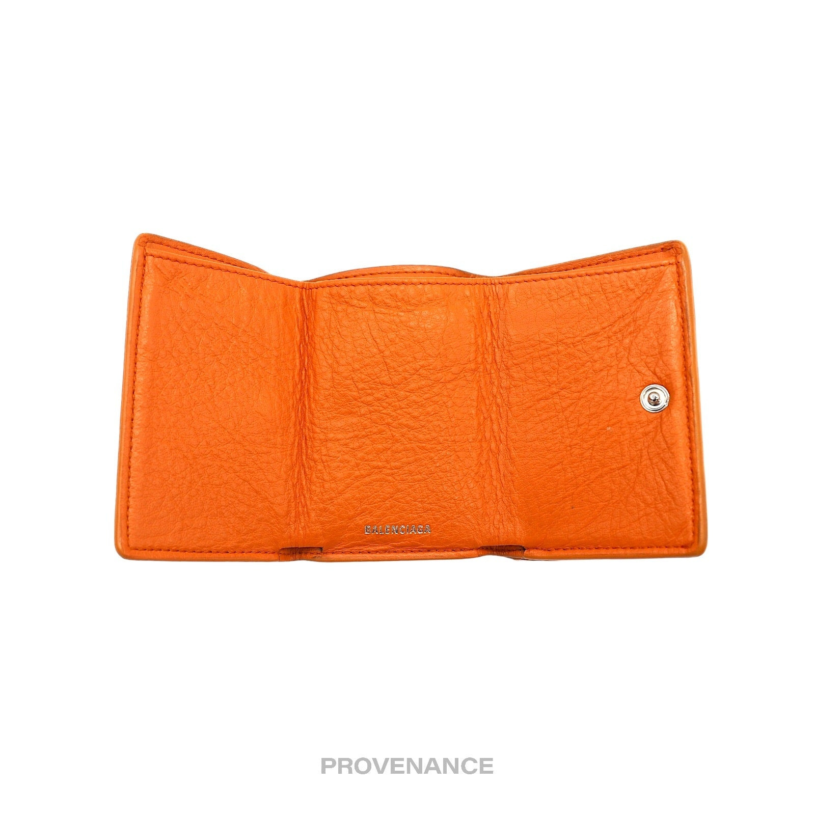 Balenciaga Logo Print Trifold Wallet - Orange Leather - 5