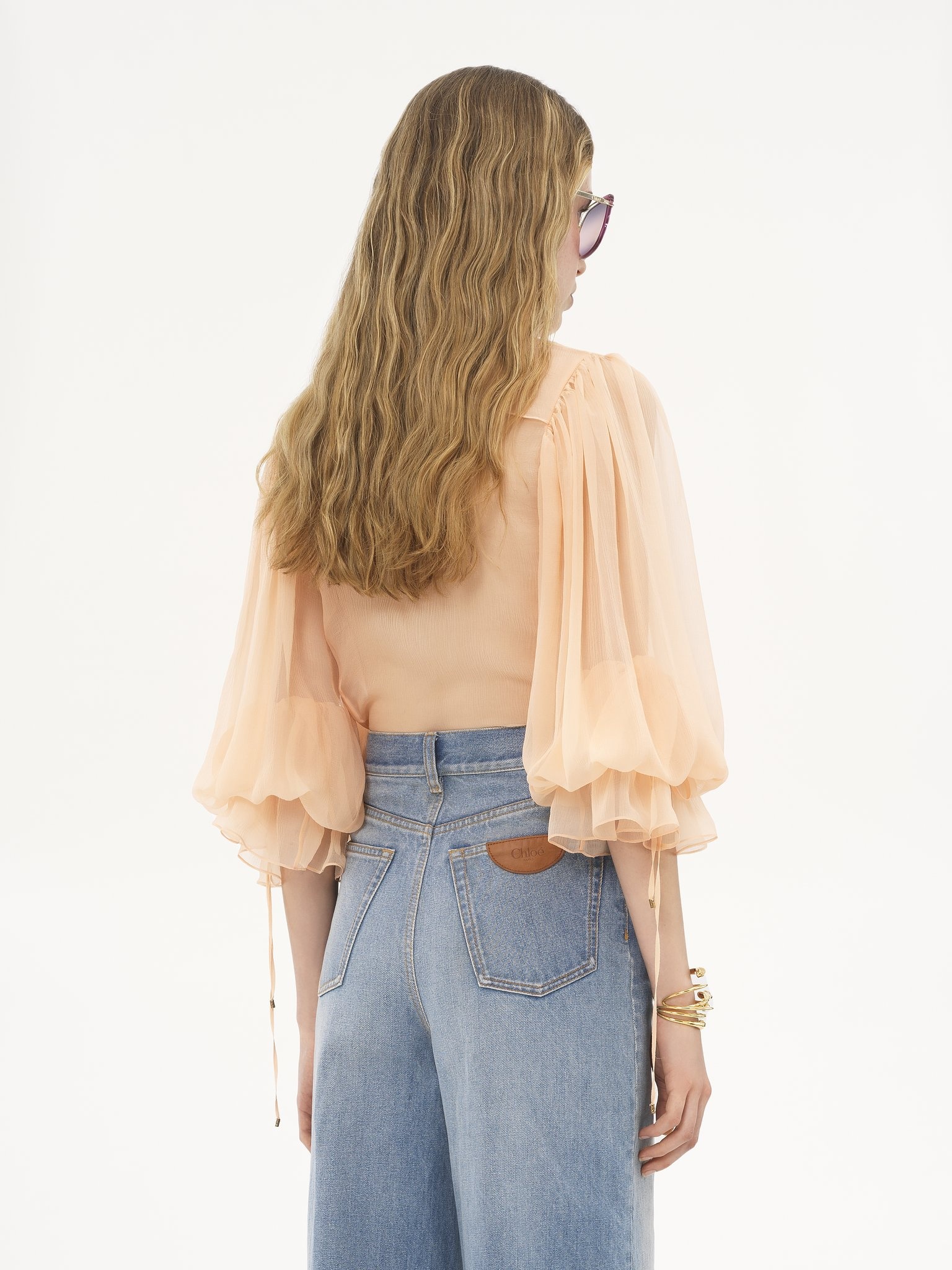 PUFF-SLEEVE BLOUSE IN SILK MOUSSELINE - 5