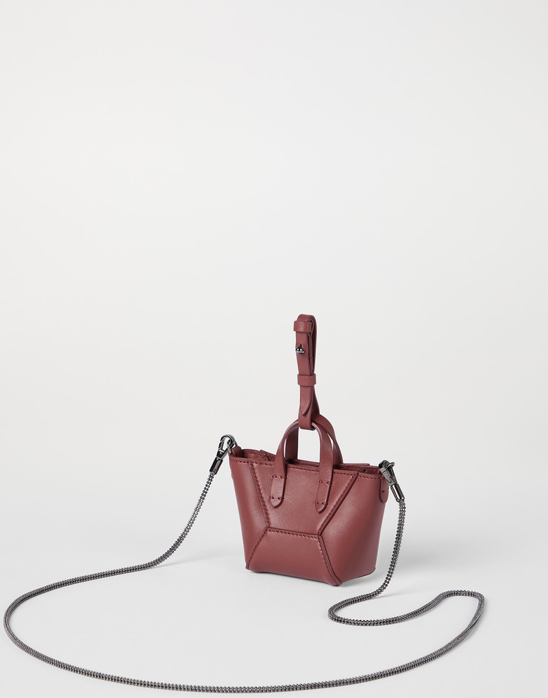 Brunello Cucinelli BC Duo micro bag in calfskin with precious chain outlook