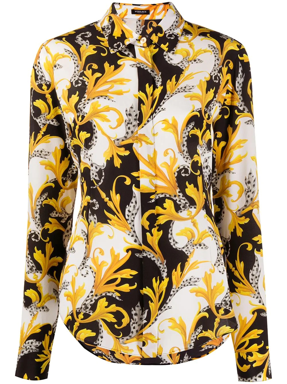 baroque-print silk shirt - 1