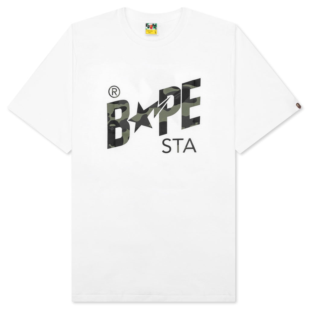 1ST CAMO BAPE STA TEE - WHITE/GREEN - 1