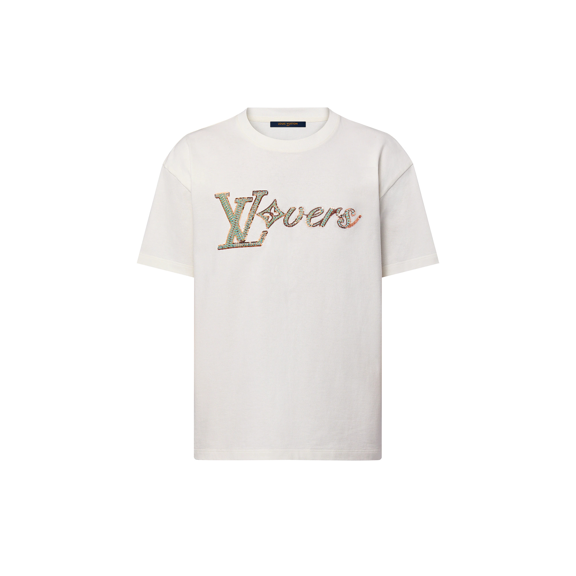 ルイヴィトン　エンブロイダリー　ワッペン Tシャツ　半袖 白　L 2019 ルイヴィトン エンブロイダリー ワッペン Tシャツ 半袖 白 L 2019