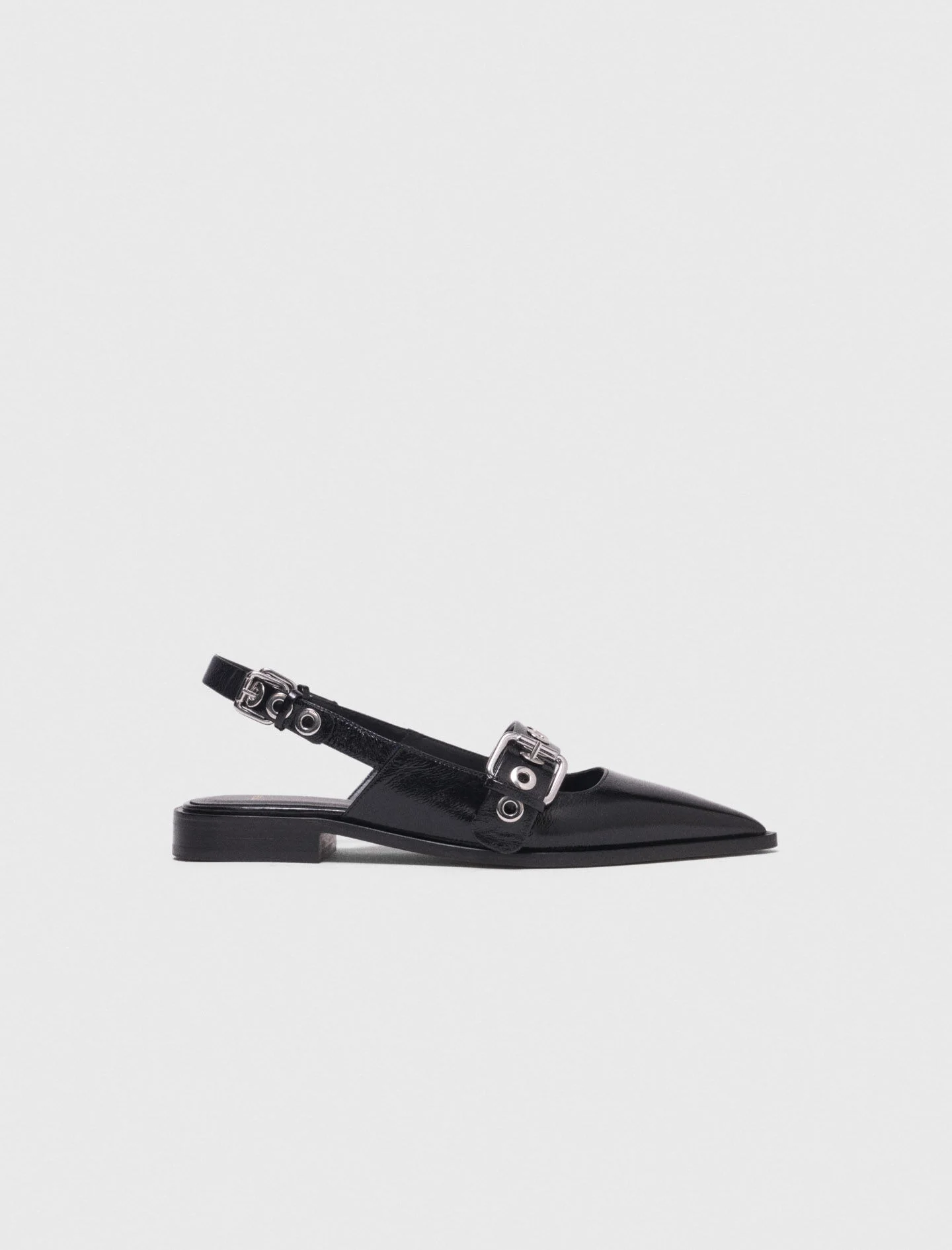 Flat leather strap slingbacks - 1