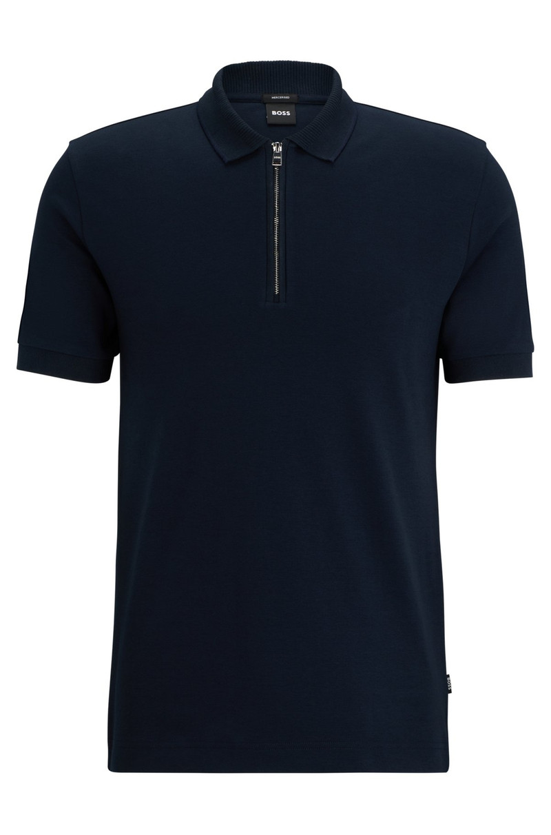 MERCERIZED-COTTON SLIM-FIT POLO SHIRT WITH ZIP NECK 1