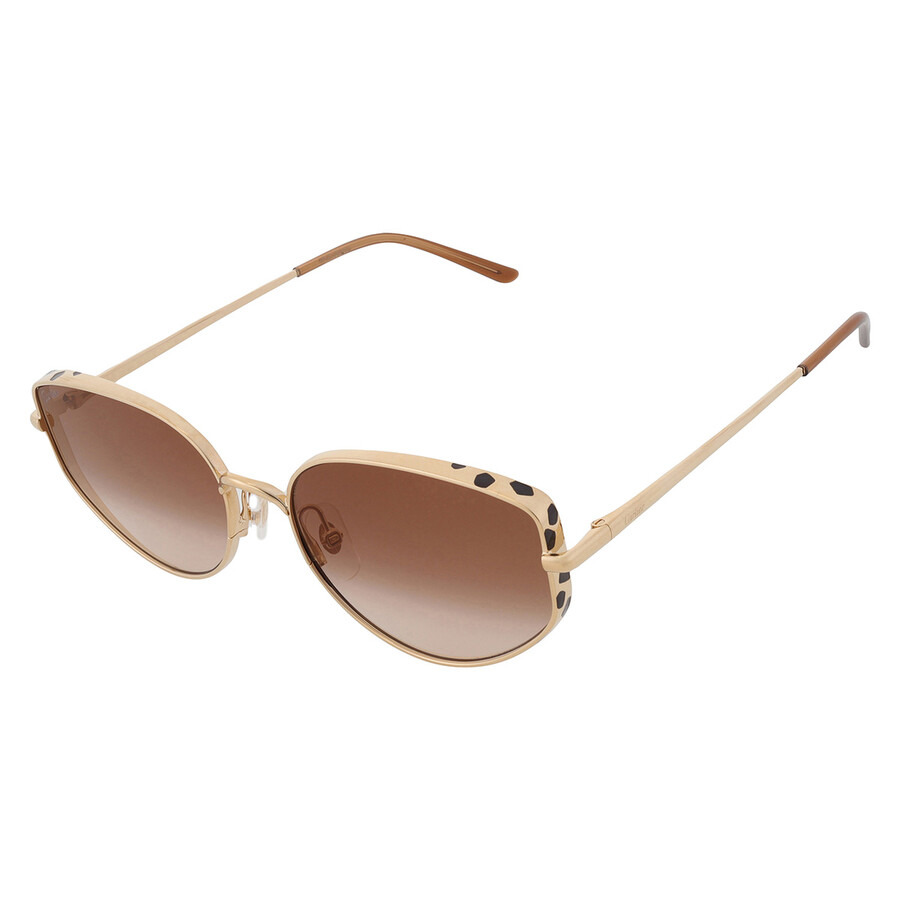 Cartier Panthere de Cartier Brown Cat Eye Ladies Sunglasses CT0300S 002 58 - 3