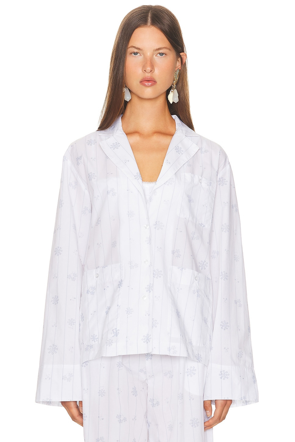 Pajama Top in Fleur Print Stripe - 2