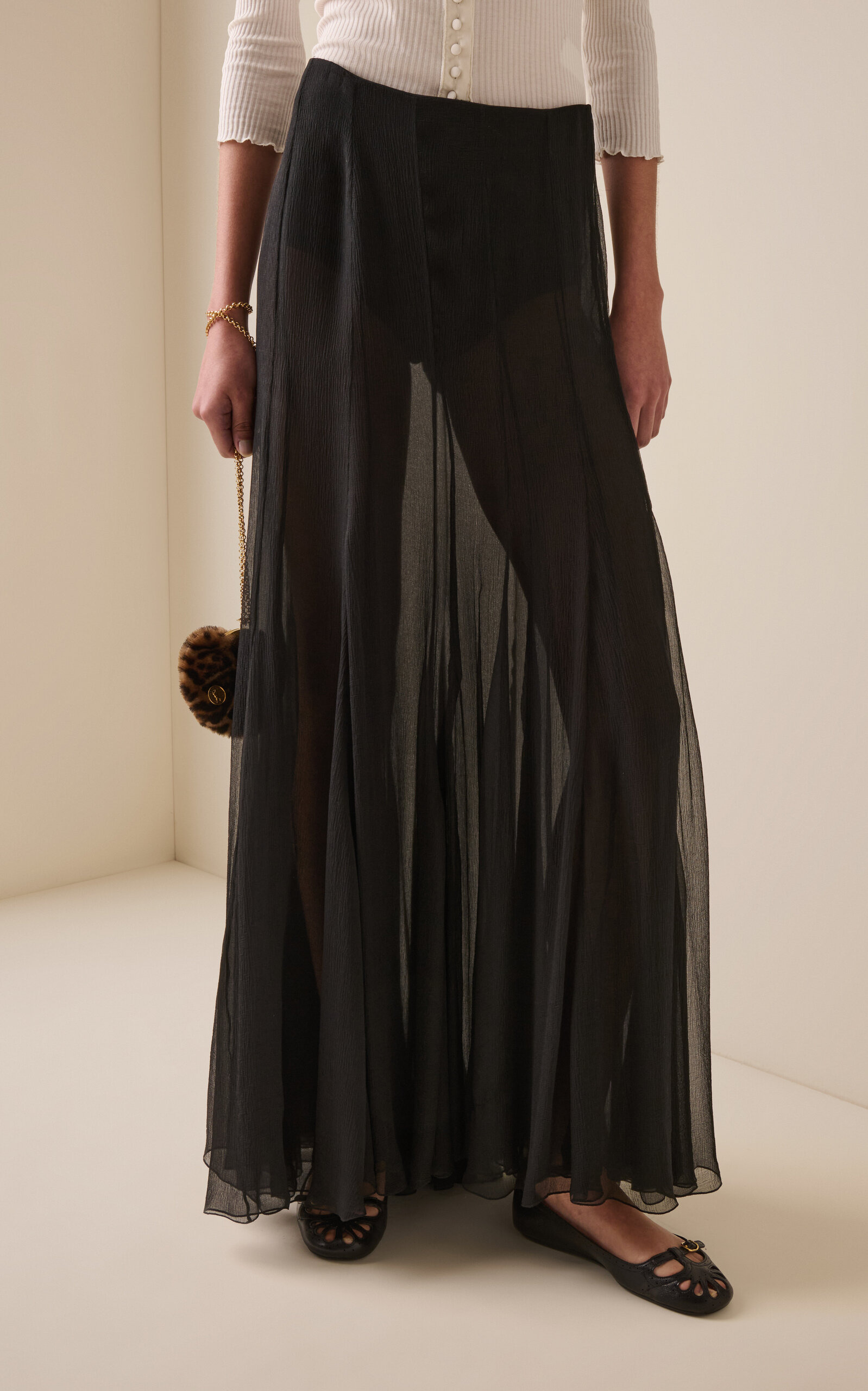 Organic Silk Mousseline Maxi Skirt black - 3