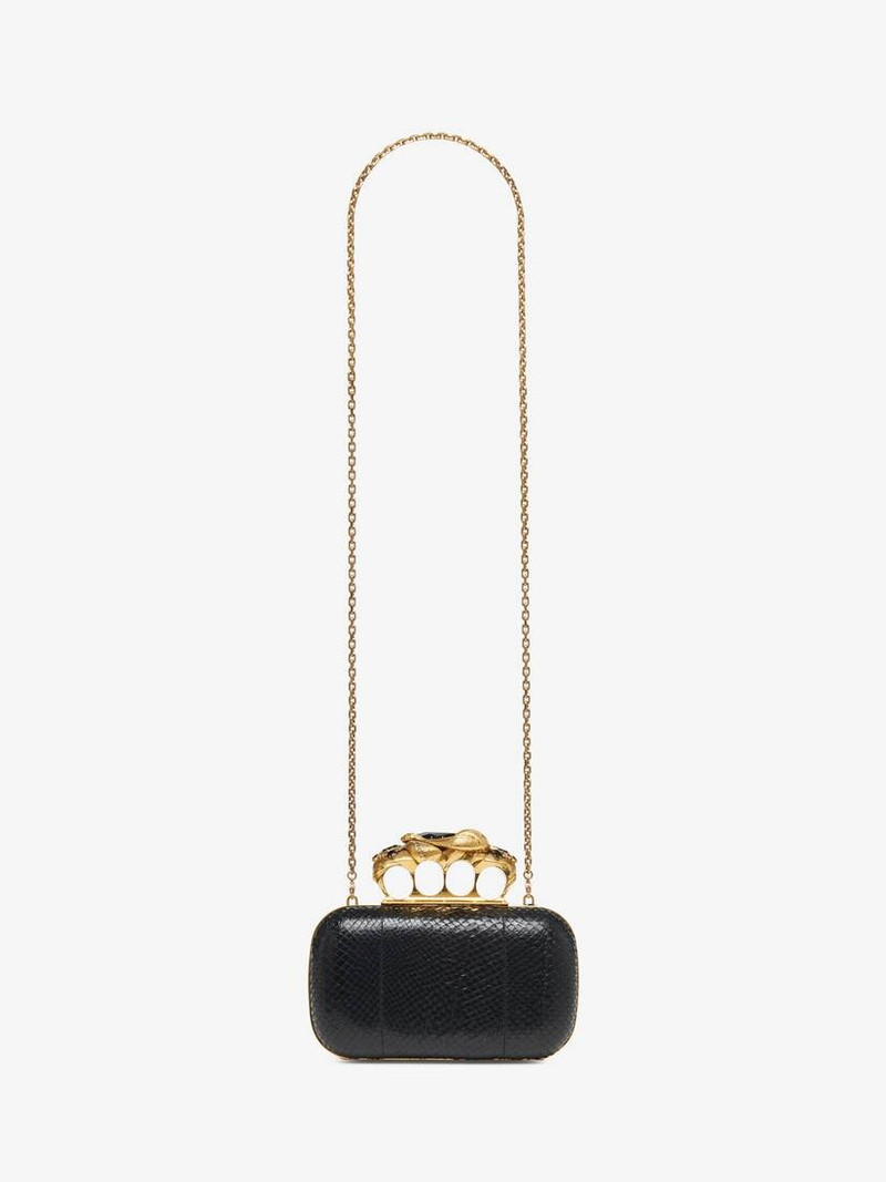 Women's Snake Knuckle Clutch in Black 7