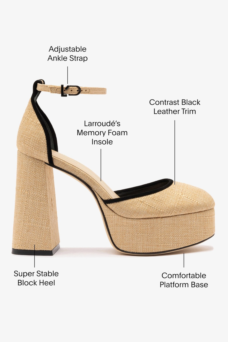 Ari Pump In Beige Raffia and Black Trimming 5