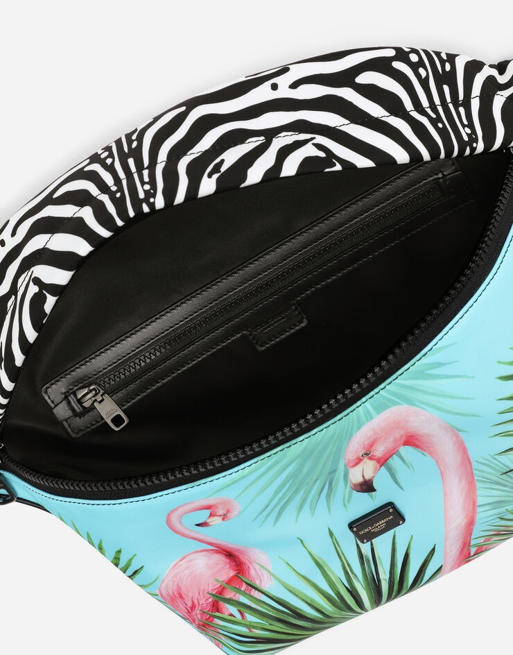 Flamingo-print nylon belt bag - 5