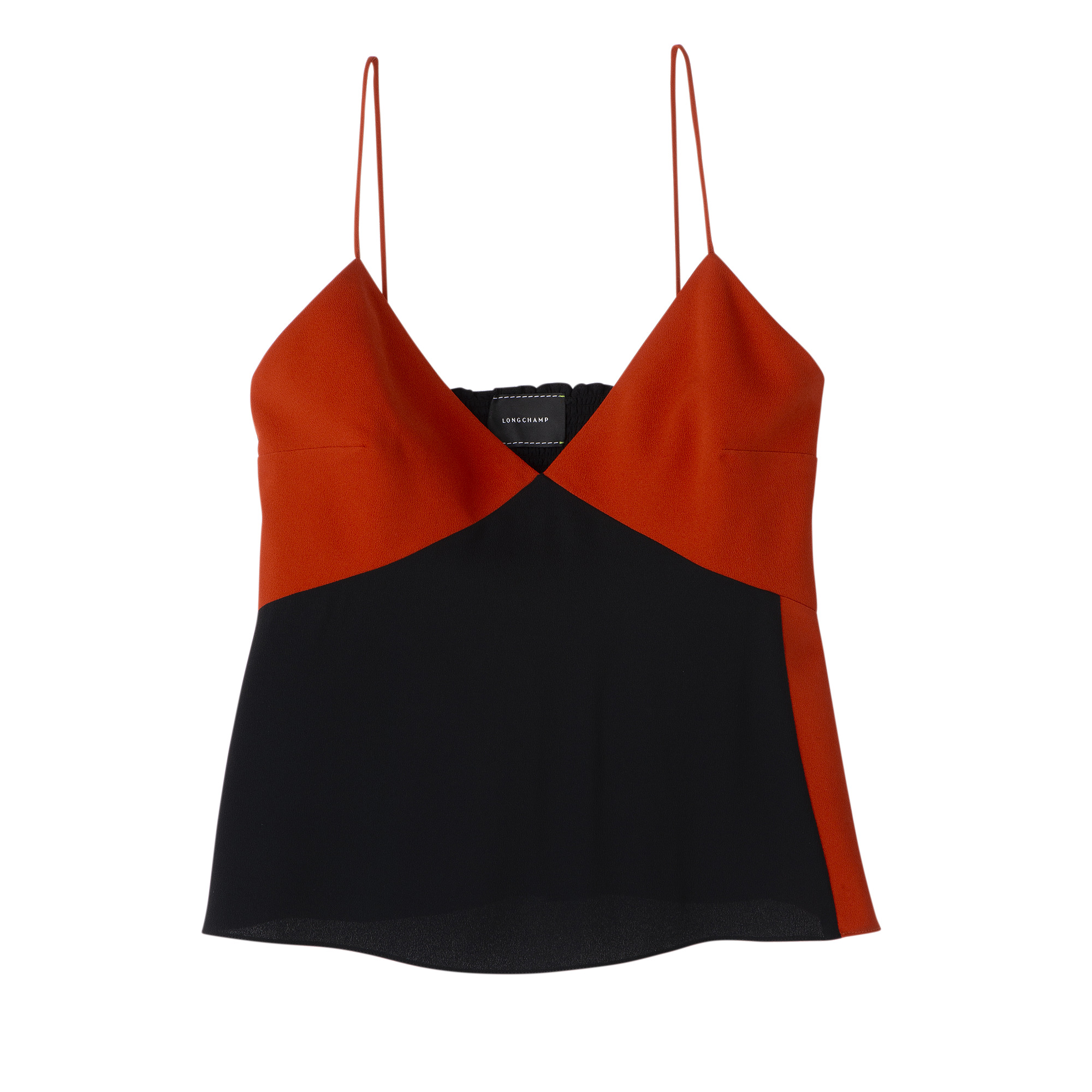 Thin strap top Paprika/Black - Crepe de Chine - 1