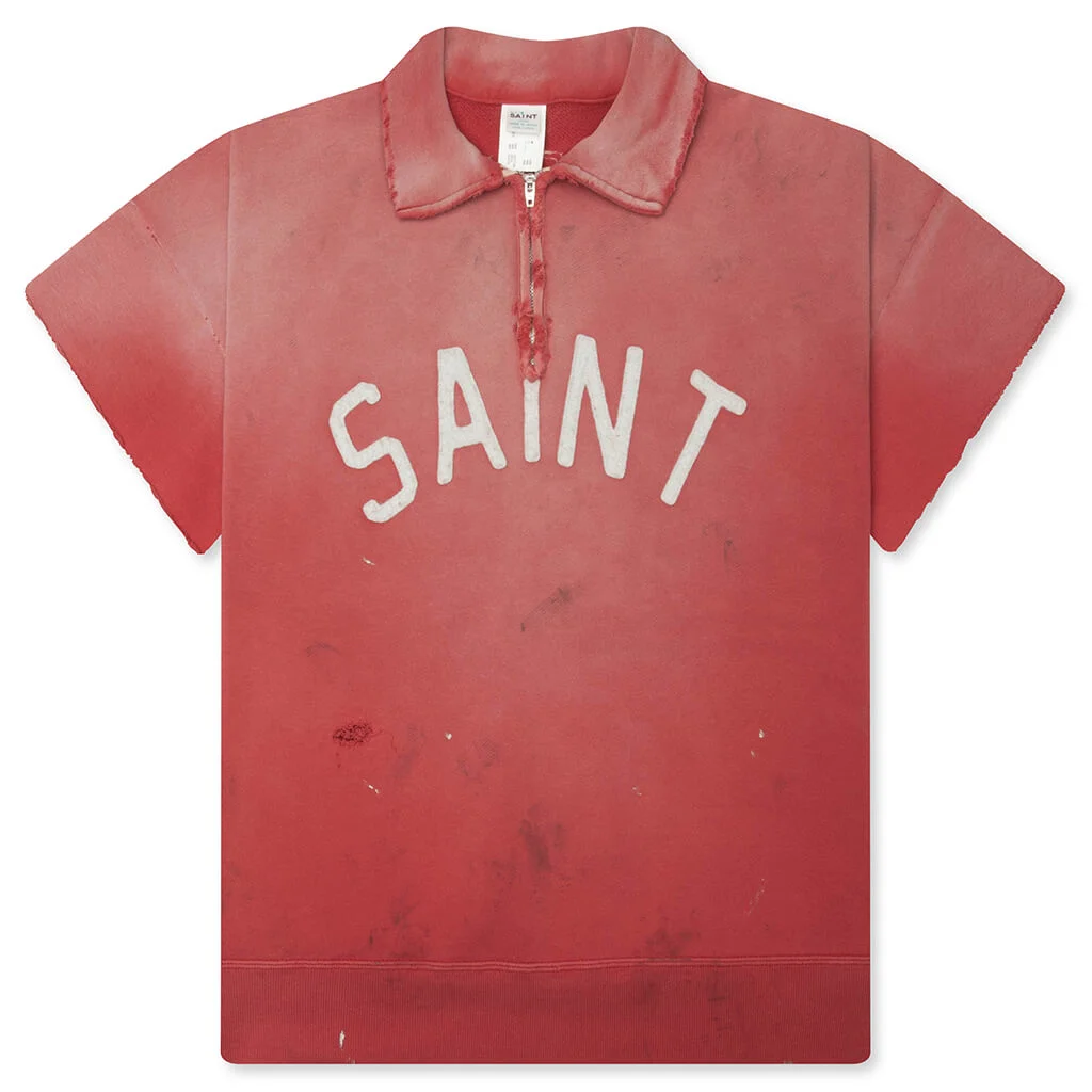 SAINT S/S HALF ZIP SWEAT POLO - RED - 1