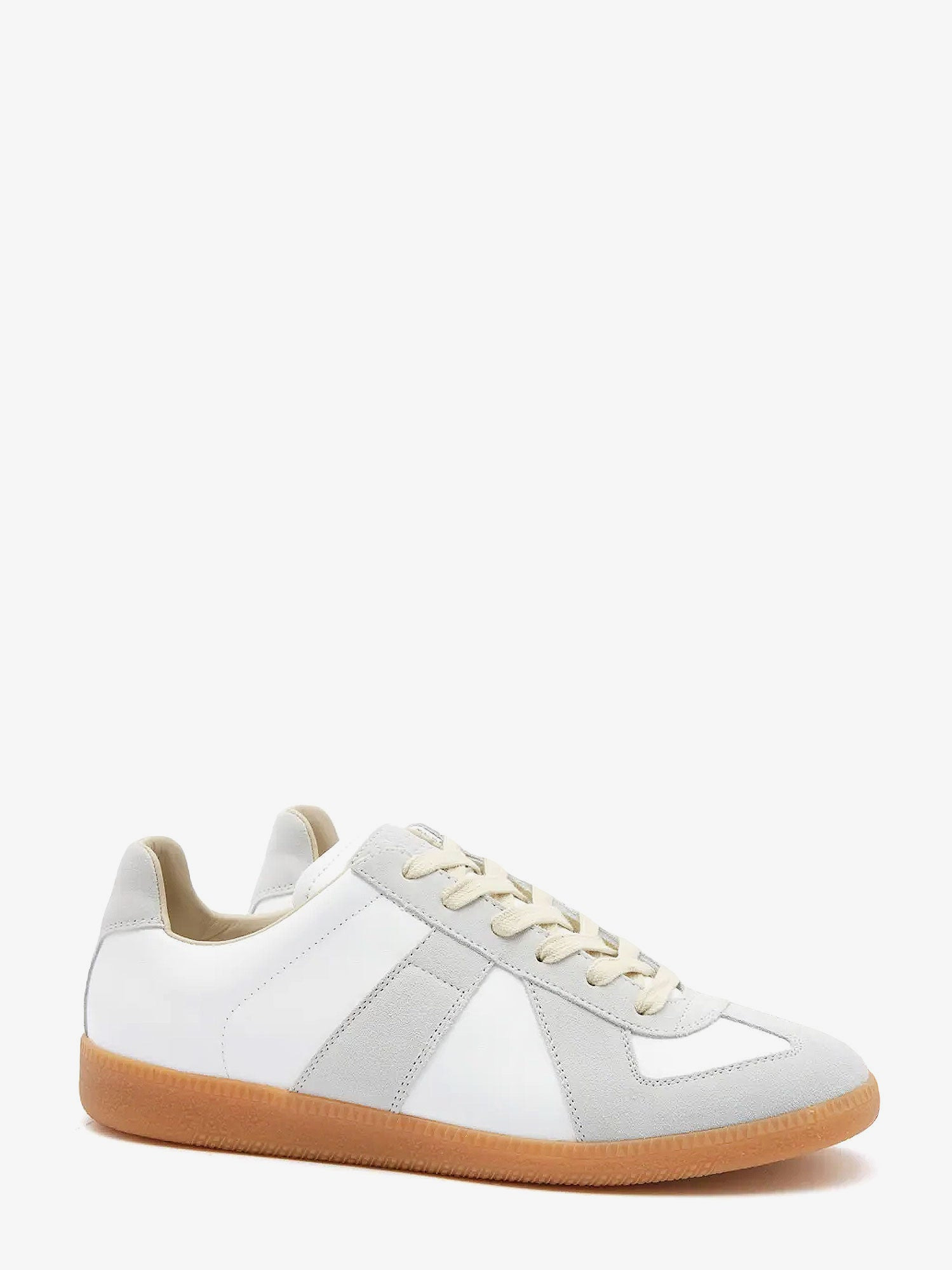 Replica Low-Top Leather Sneakers With Suede Inserts - 2