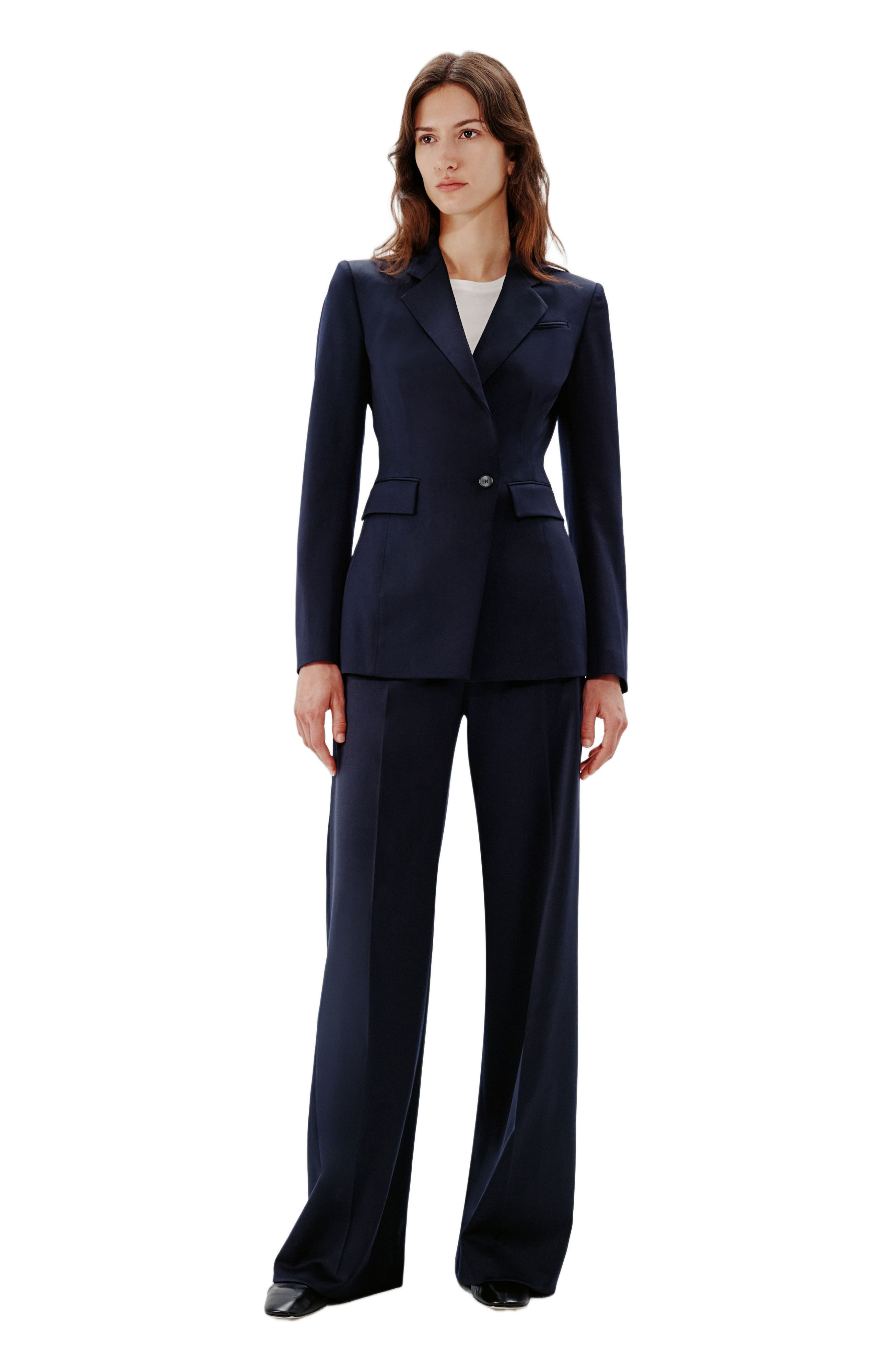 Another Tomorrow WIDE LEG SUIT PANT in Navy at Nordstrom - 6