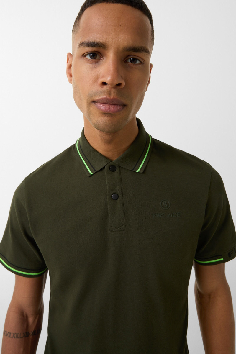 Arjan polo shirt in Olive green/lime 4