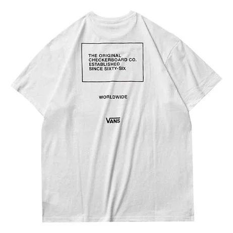 Vans Alphabet Printing Athleisure Casual Sports Short Sleeve Couple Style White VN0A4MLWWHT - 1