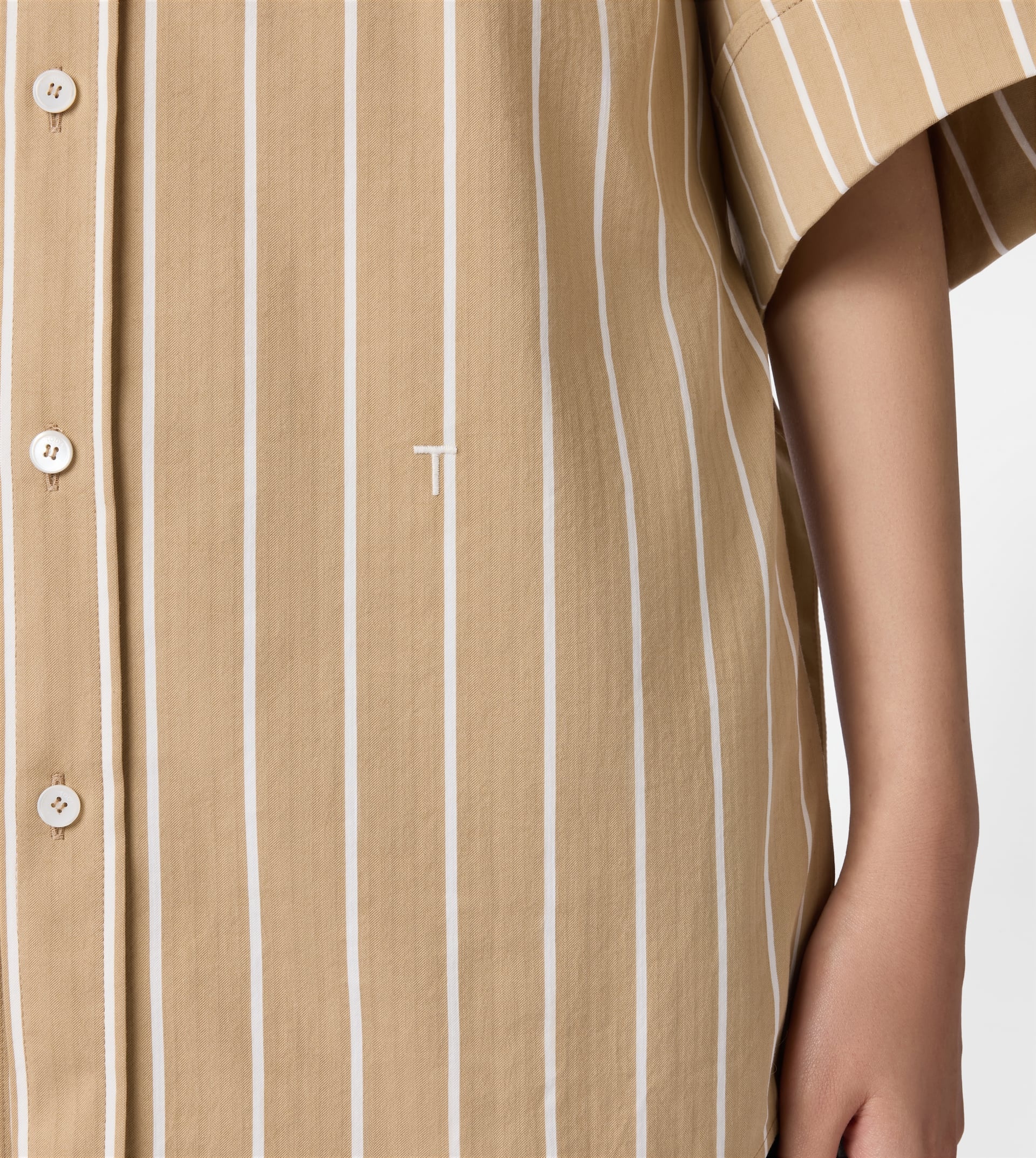 SHIRT IN COTTON - BEIGE, WHITE - 5