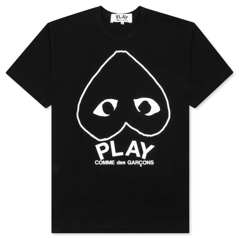 WOMEN'S INVERTED OUTLINE HEART T-SHIRT - BLACK - 1