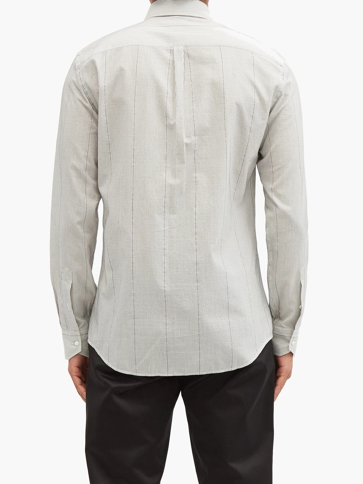 Logo-embroidered pinstriped cotton-poplin shirt - 5