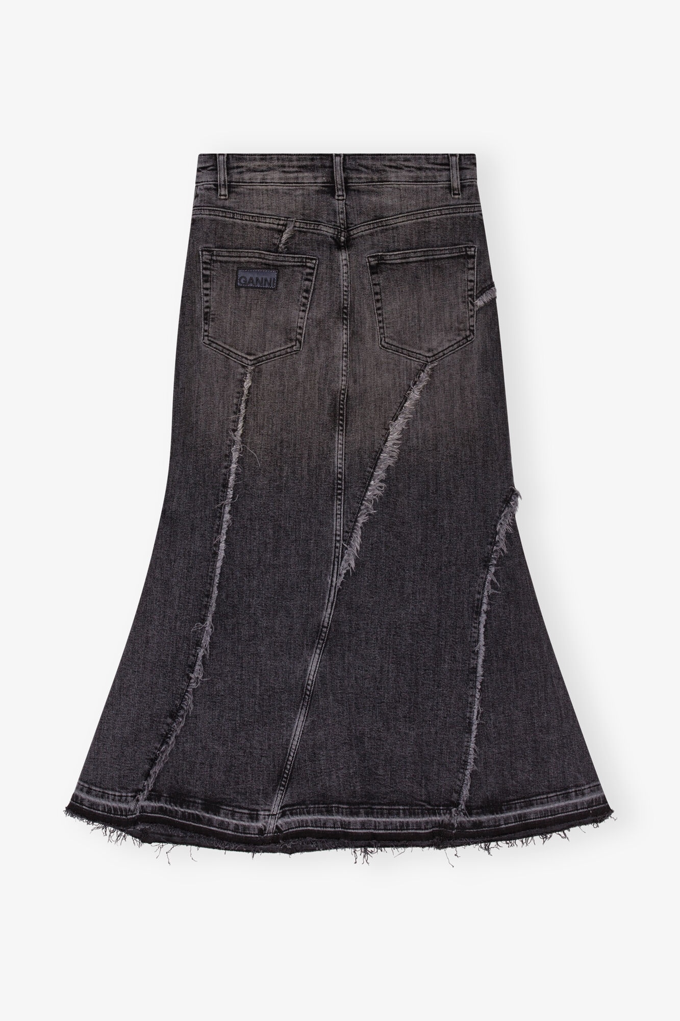WASHED BLACK DENIM SKIRT - 5