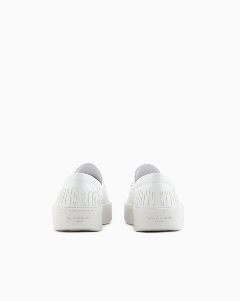 EMPORIO ARMANI NAPPA-LEATHER SLIP-ONS WITH ICON GRAPHIC DESIGN LOGO outlook