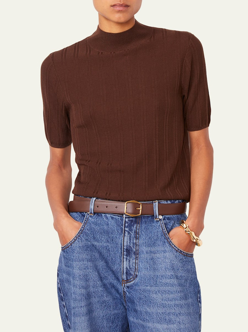 Laya Mock-Neck Lyocell and Wool Knit Sweater 4