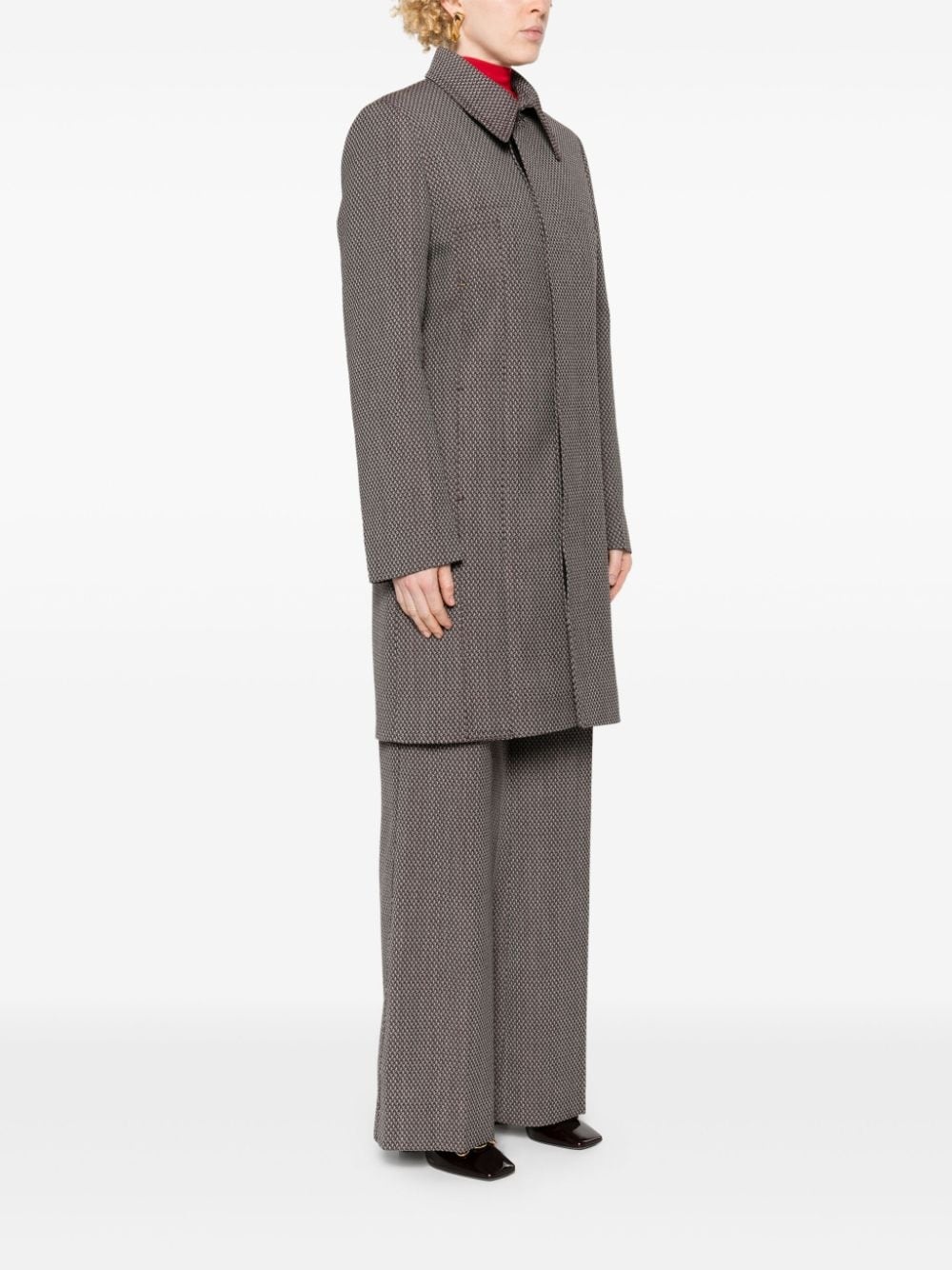 jacquard single-breasted coat - 3