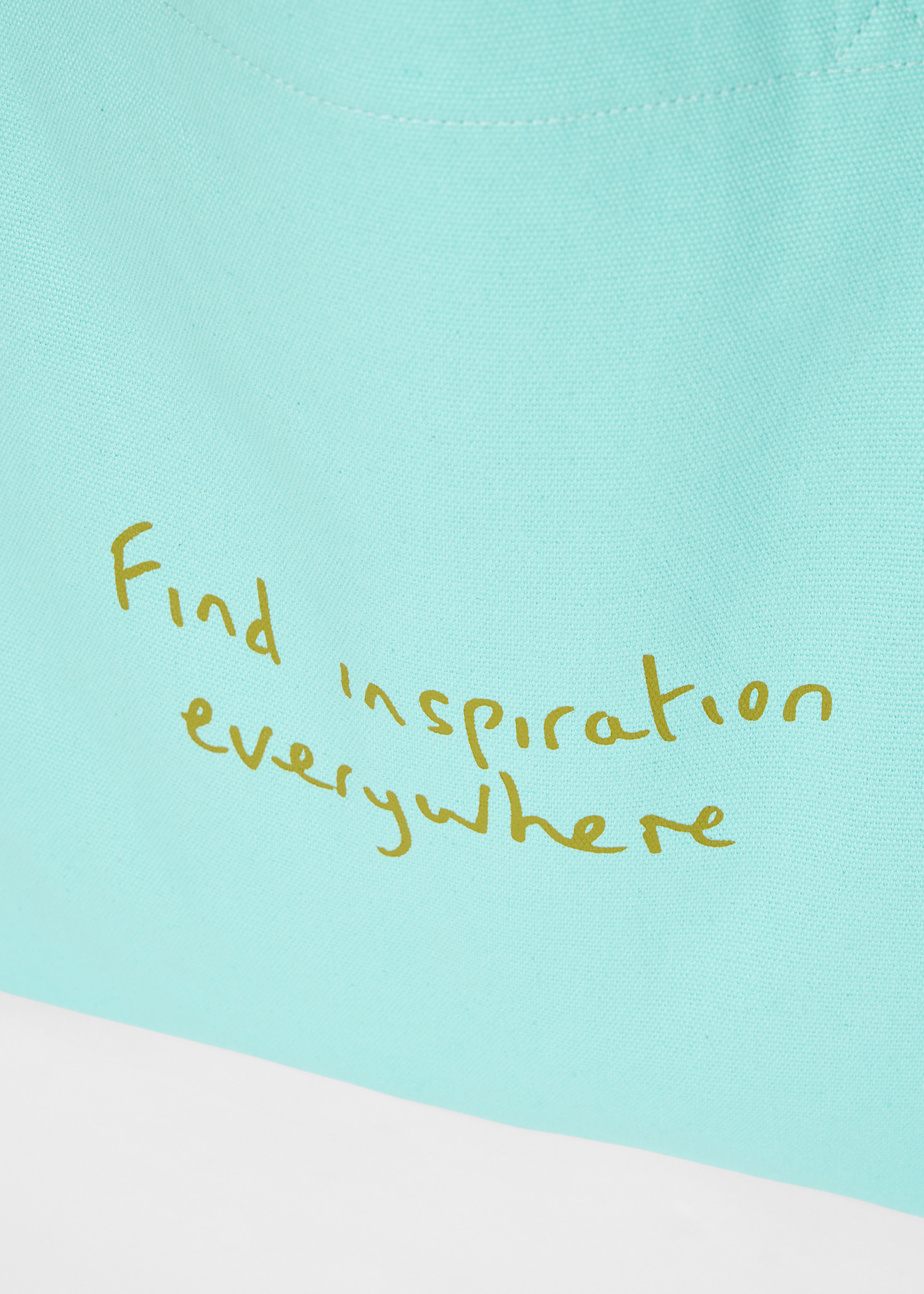Sky Blue Cotton-Canvas Quote Tote Bag - 4