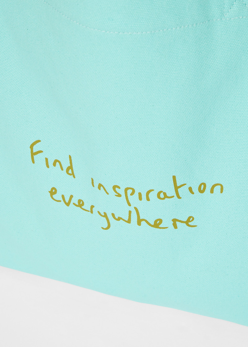 Sky Blue Cotton-Canvas Quote Tote Bag 4