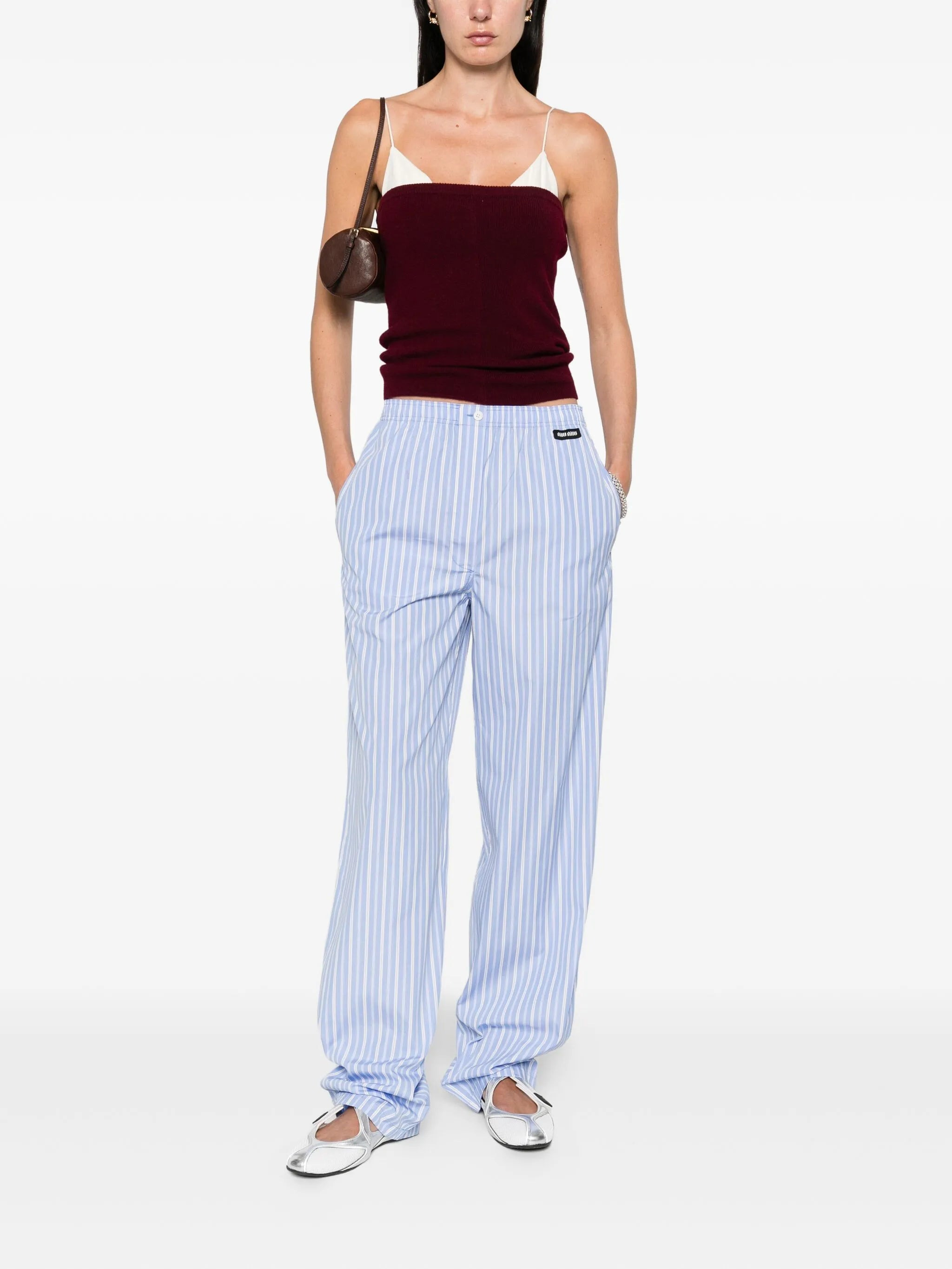 Miu Miu Striped Cotton Trousers - 3