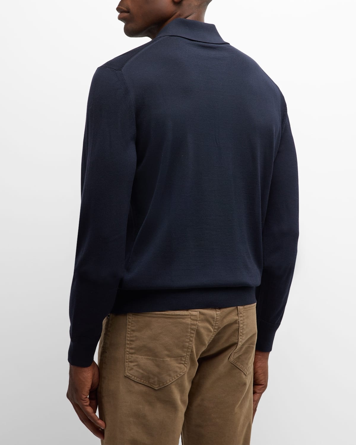 Men's Fine-Gauge Wool Polo Sweater - 4