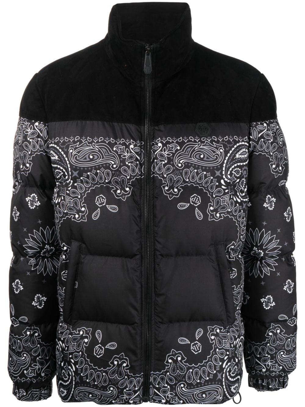 bandana-print padded jacket - 1