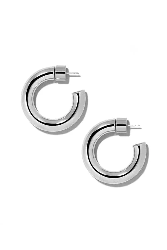 Mini Natasha Hoop Earrings - Silver - 1in - 1